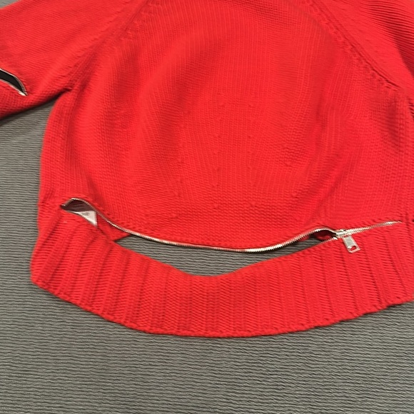 Alexander McQueen red elbow zip high low wool sweater 2018 - Picture 12 of 16